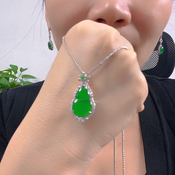 翡翠银S925镶嵌吊坠(不含链)