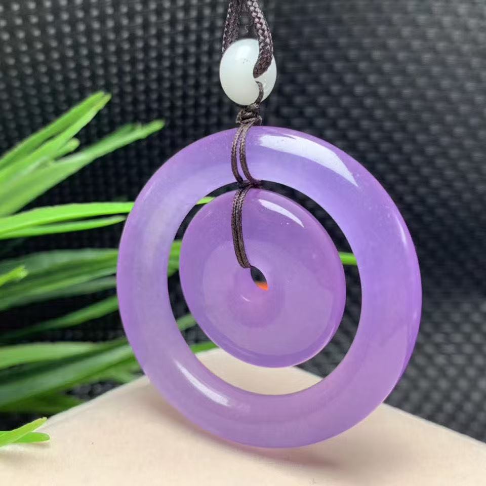  时尚高冰子母扣紫冰吊坠