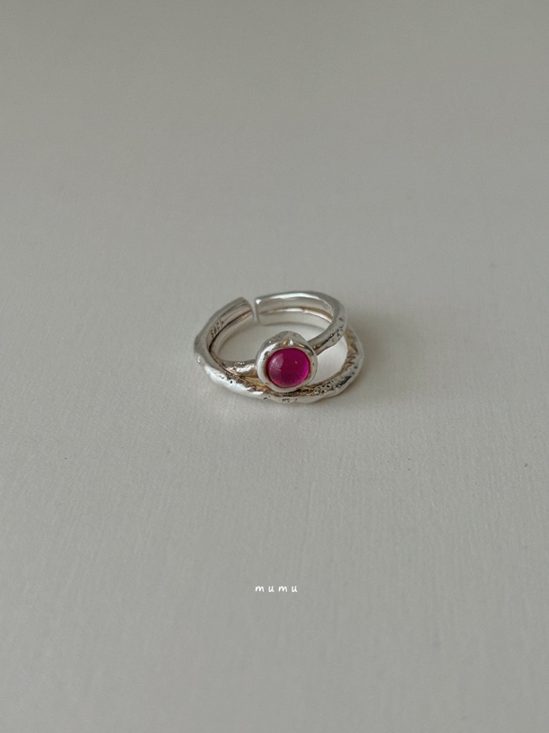 925银锆石戒指 mumu 925纯银小莓果 爱心可调节戒指少女百搭戒指 