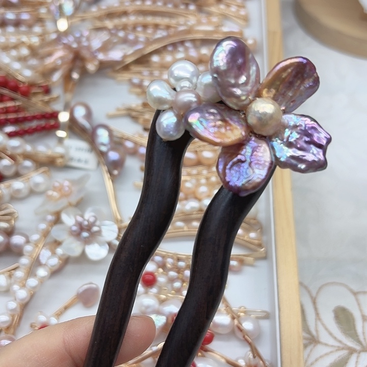 淡水珍珠发饰未镶嵌