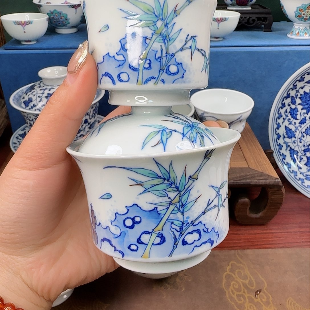 ?****?景德镇青花斗彩竹子套系