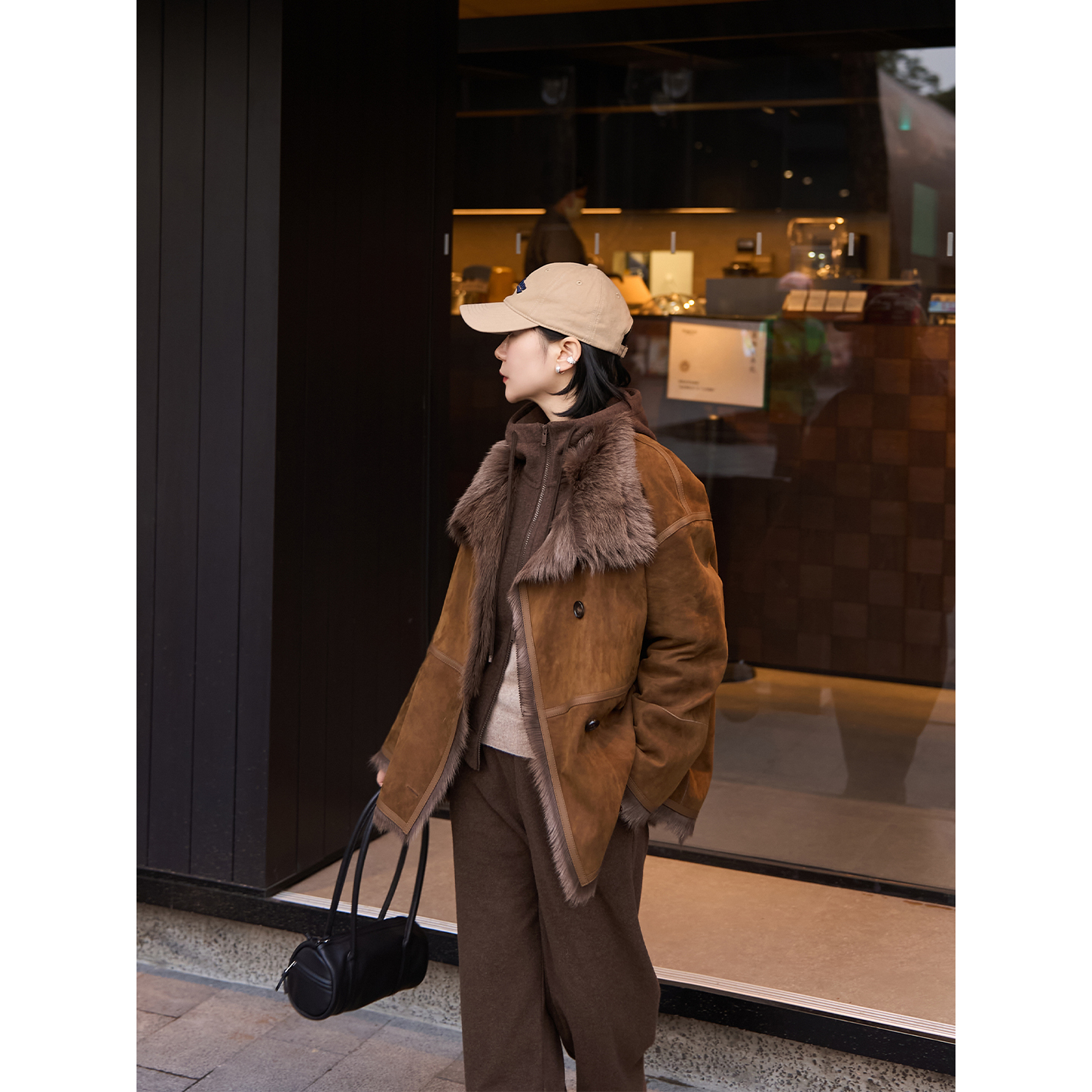 TOFOD 猾子 高原皮草 青山羊羔皮毛一体帅痞慵懒风宽松皮草外套