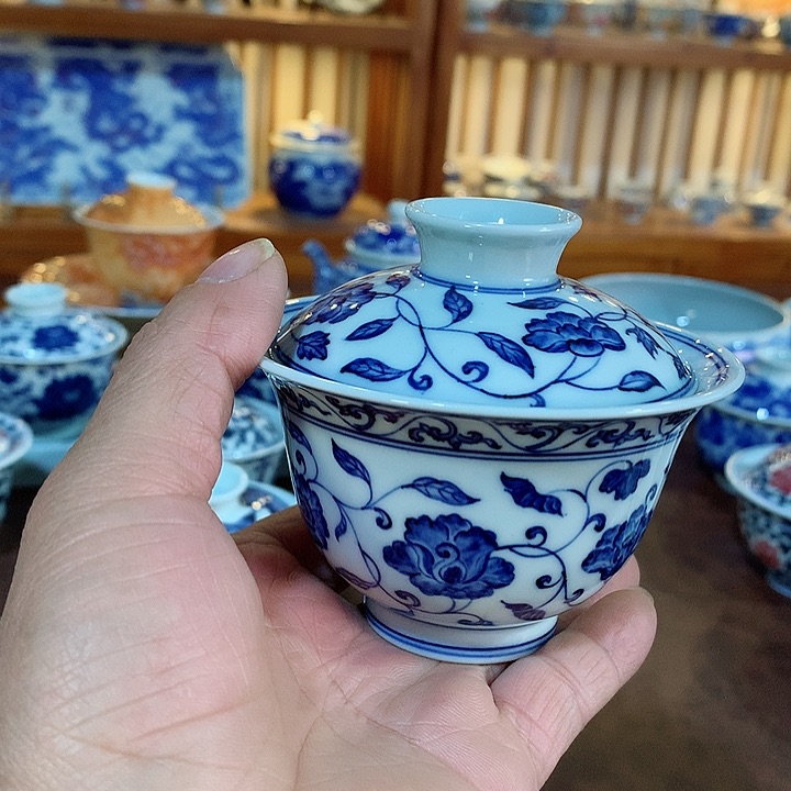 錡镇堂手工手绘盖碗