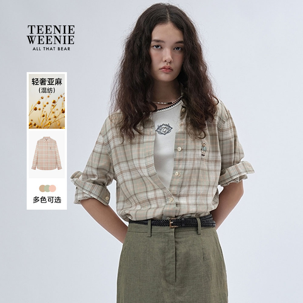 【亚麻混纺】TeenieWeenie小熊女衬衫25知识分子风上衣TTYC257703W
