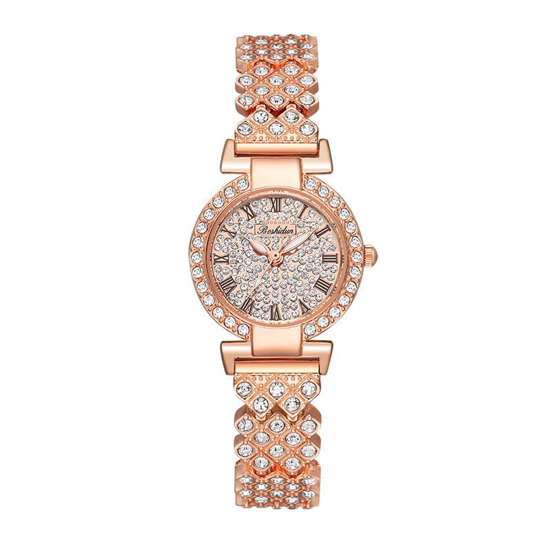 轻奢该贵聚宝盆小表盘满钻玫瑰金手链女表8142专属