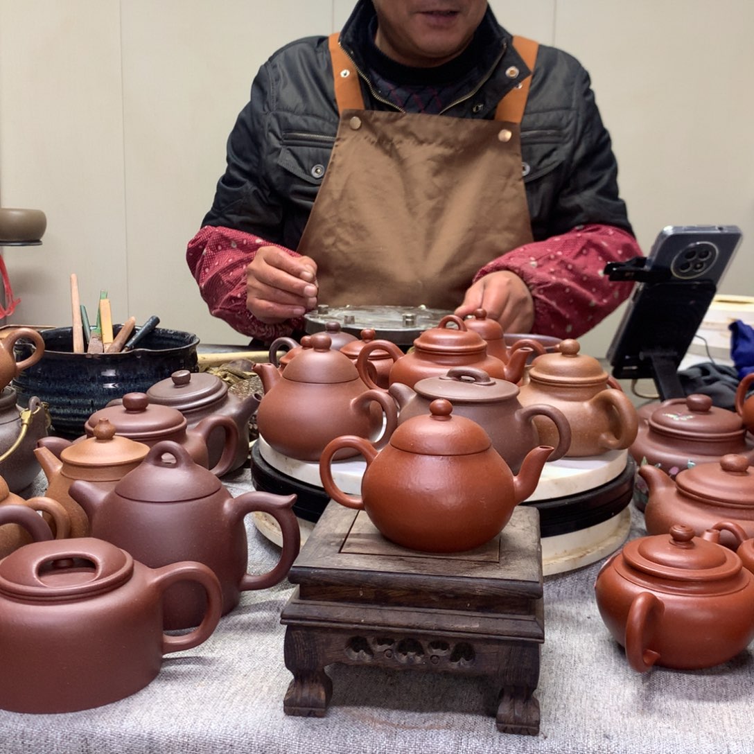 朱泥茶壶梨形110 C半手工制作