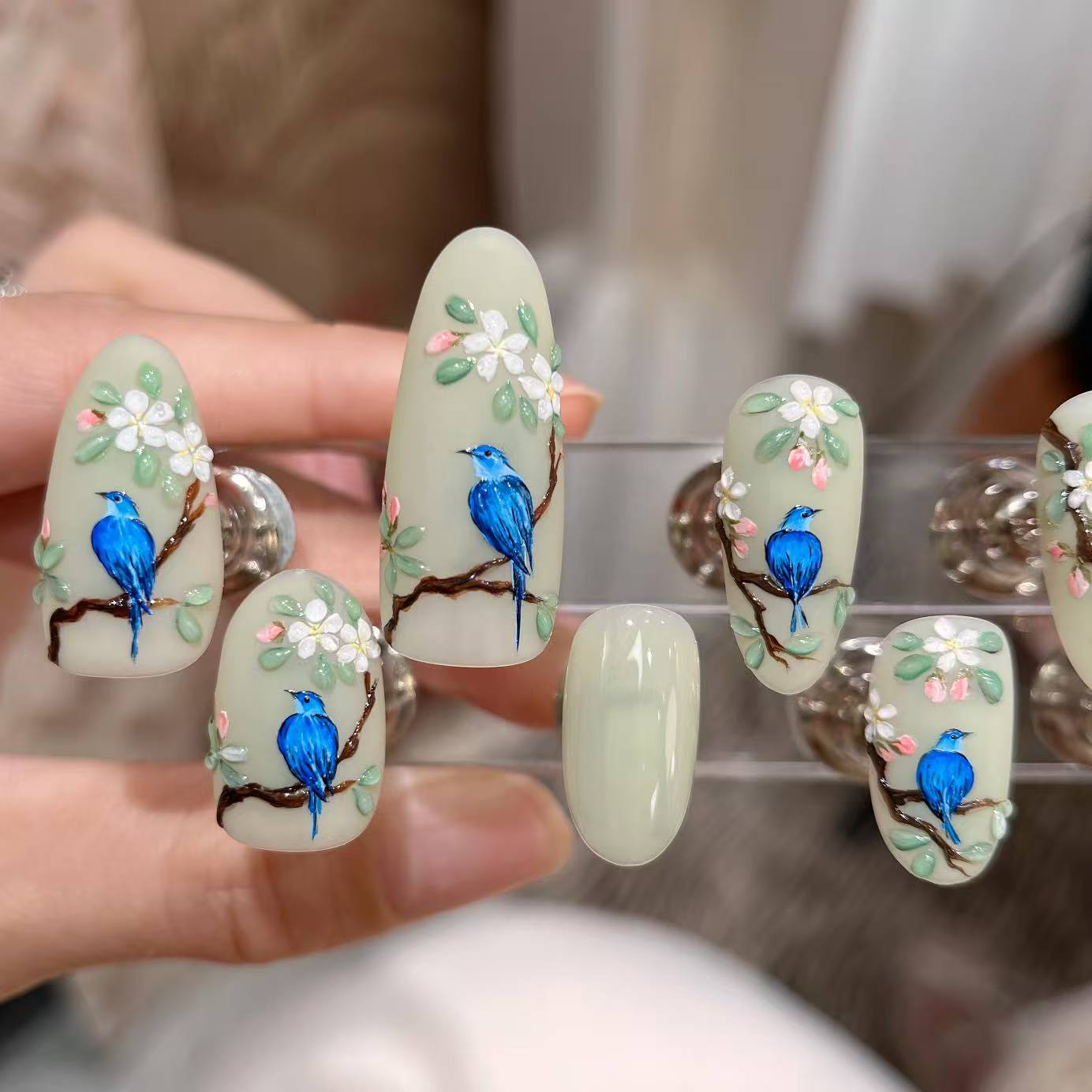 水彩手绘@【蓝翠】寇丝妮 纯手工穿戴式美甲