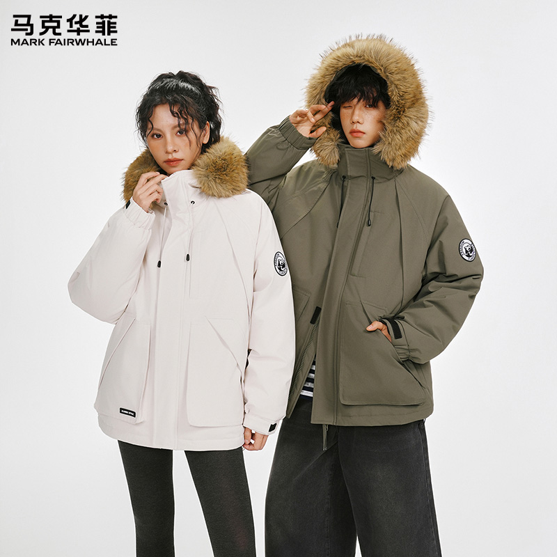 【专柜同款】马克华菲冬季新品毛领男女派克服厚款休闲保暖外套YS