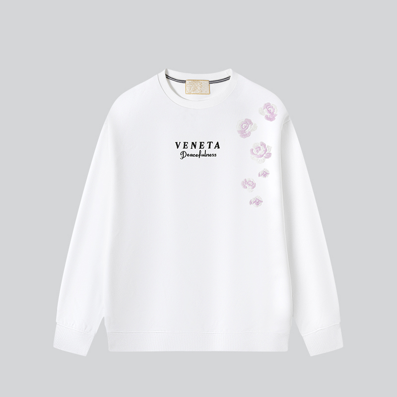 VENETA 花卉刺绣宽松舒适长袖圆领卫衣秋冬款时尚上衣