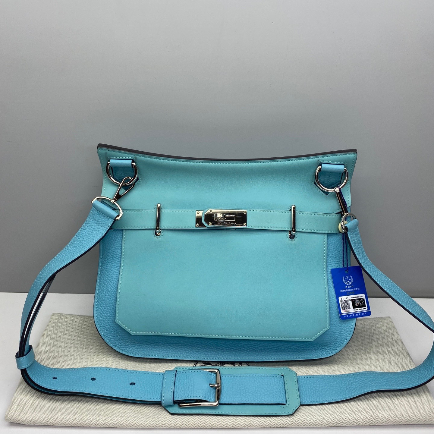 99新 Hermes/爱马仕 98新1138拼色吉普赛31银扣单肩斜挎包