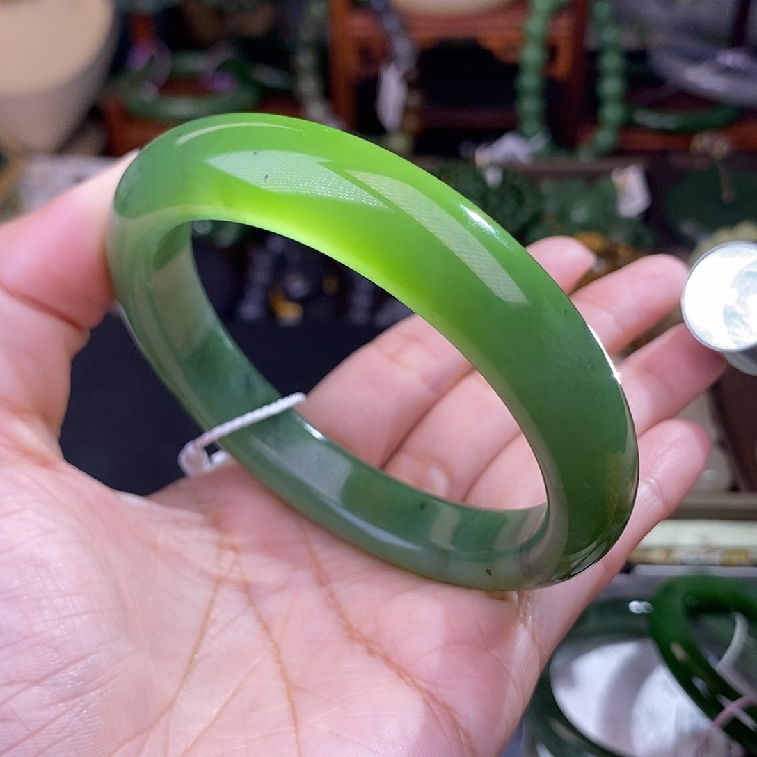 和田玉58.6 碧玉脂膏级老料手镯未镶嵌