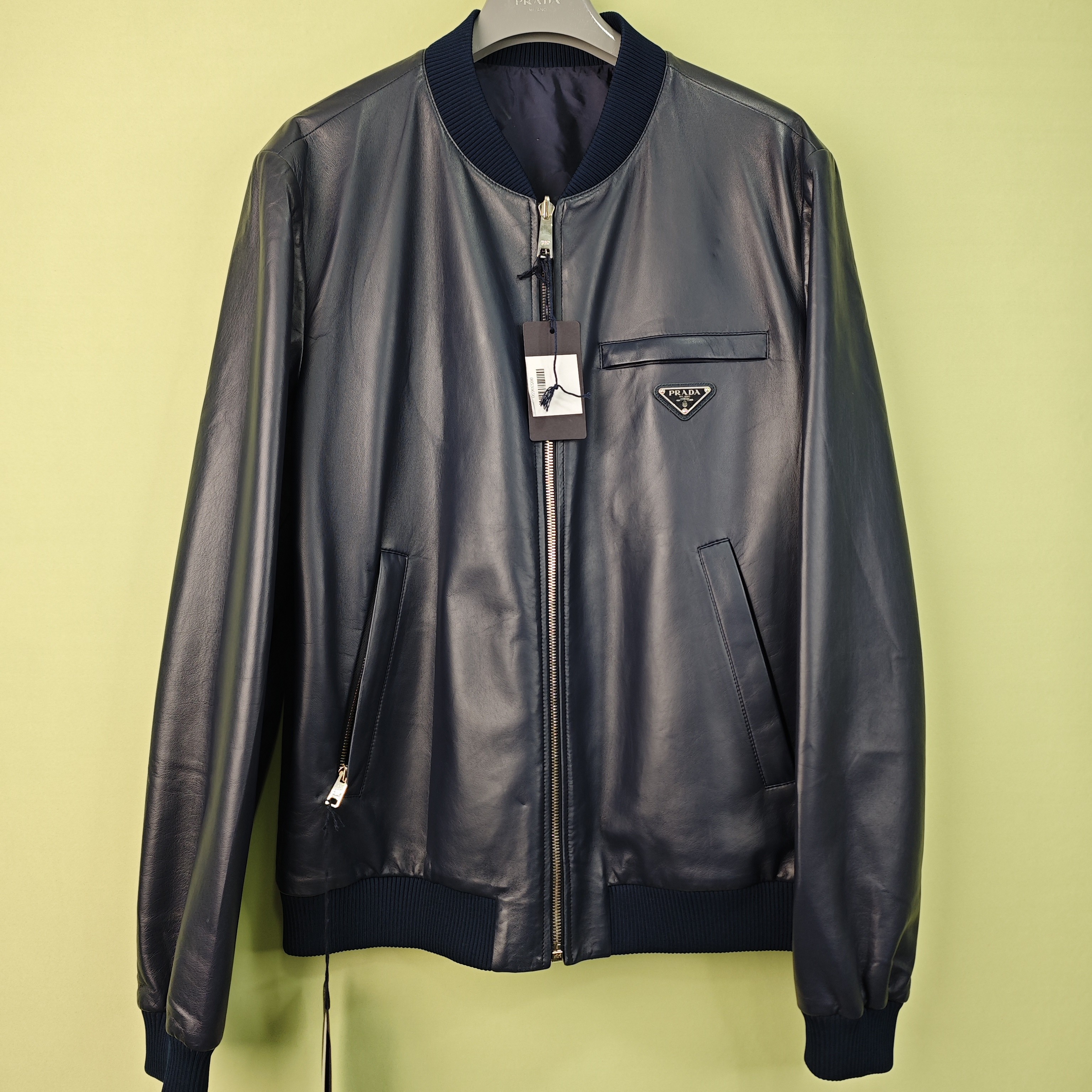 未使用 Prada/普拉达 新款双面小羊皮皮衣夹克/50/工价49800男装