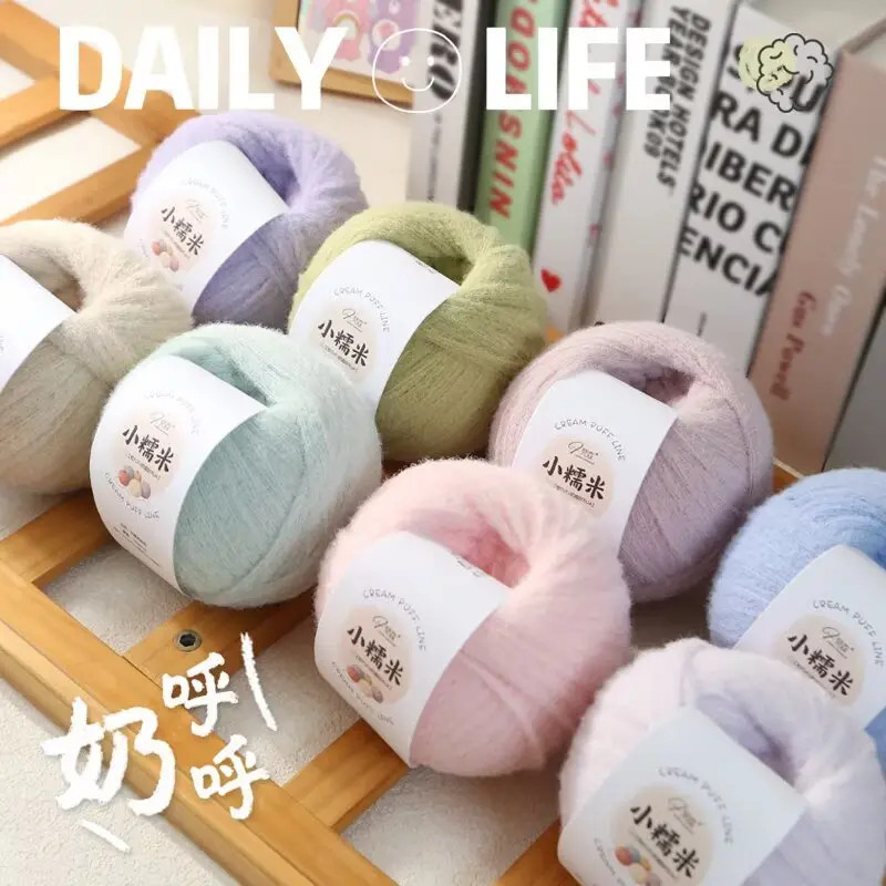 猫咪踏雪围巾材料包小糯米8股帽子手工编织钩针diy云朵棉棉线超软