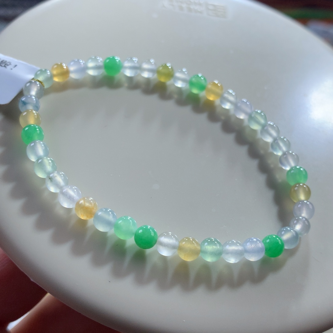 翡翠未镶嵌手链翡翠冰底晴冷色系卡4.50+
