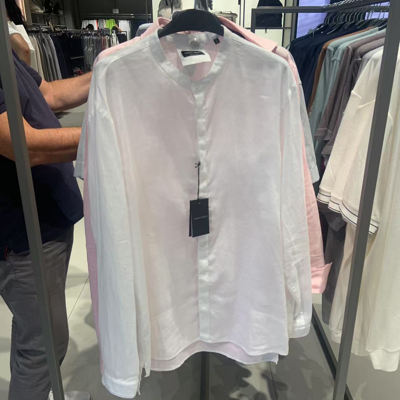 未使用 GIORGIO ARMANI/阿玛尼 阿玛尼GA男衬衫亚麻长袖男装