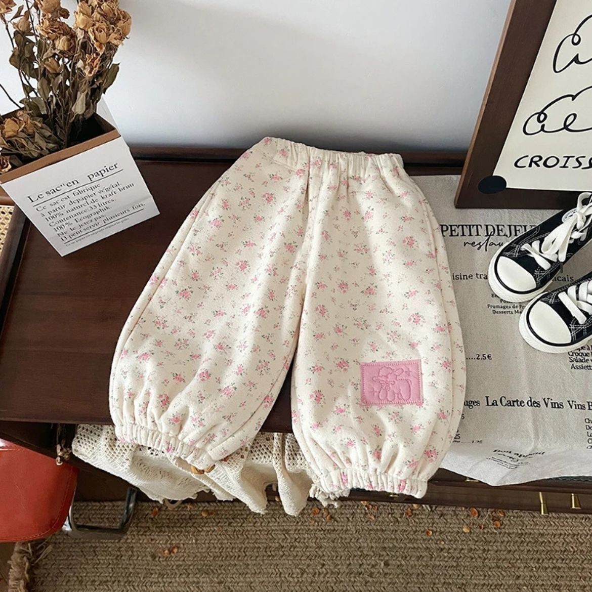 女童2025年冬季舒适加厚裤子女宝宝新款儿1童加绒保暖收口休闲裤