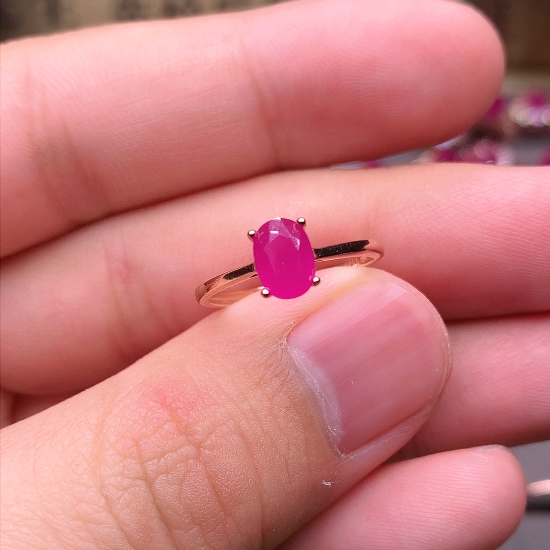 红宝石戒指银S925镶嵌