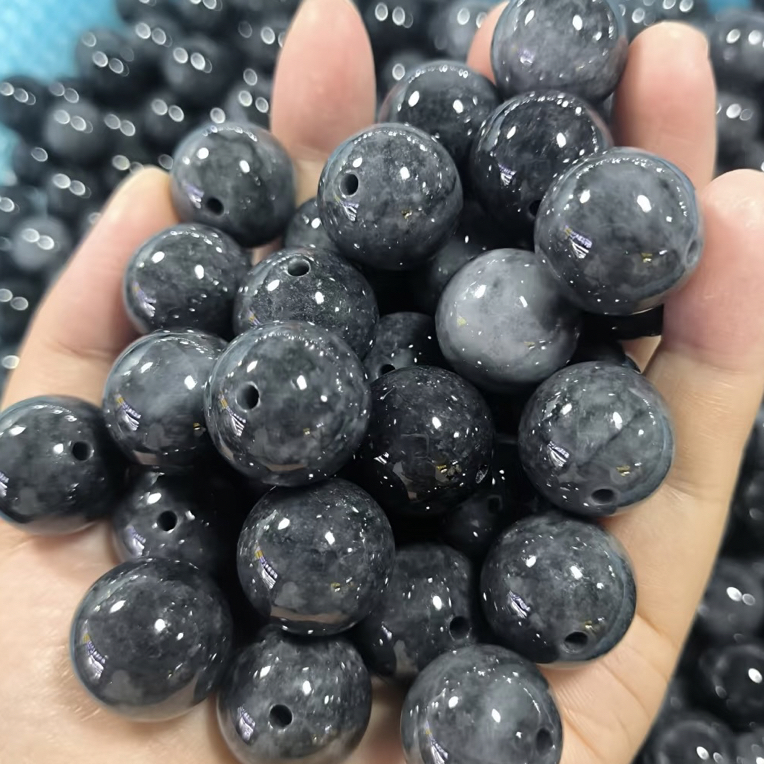 DIY天然翡翠A货冰润浅乌鸡种意境圆珠散珠单珠多样性发一卡13.2mm