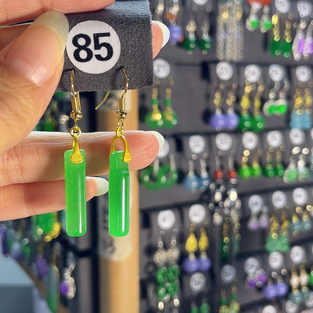 翡翠银S925镶嵌耳饰85