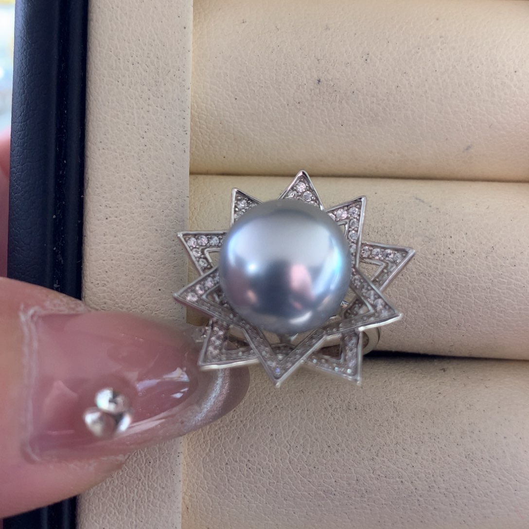 海水珍珠戒指银S925镶嵌