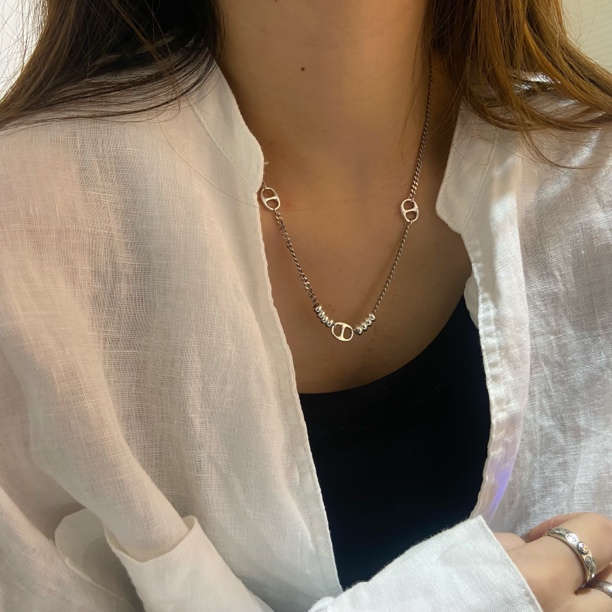 吊坠925银链子925银坠链均925银 7099-重工实心猪鼻子 项链