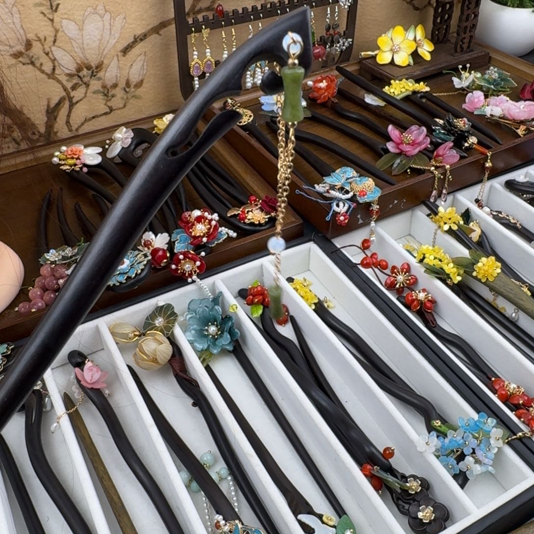 珍***8木质非金属18厘米黑檀木竹节发簪