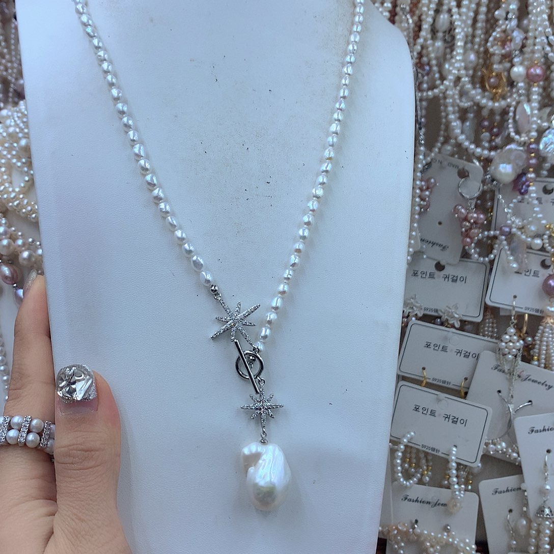 淡水珍珠耳饰银S925镶嵌