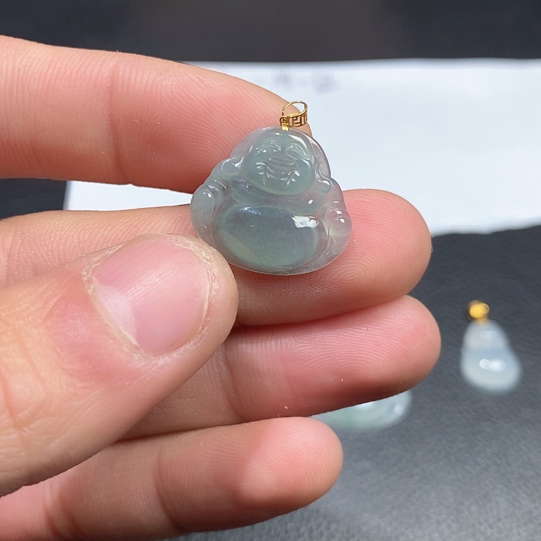 翡翠吊坠(不含链)18K金镶嵌