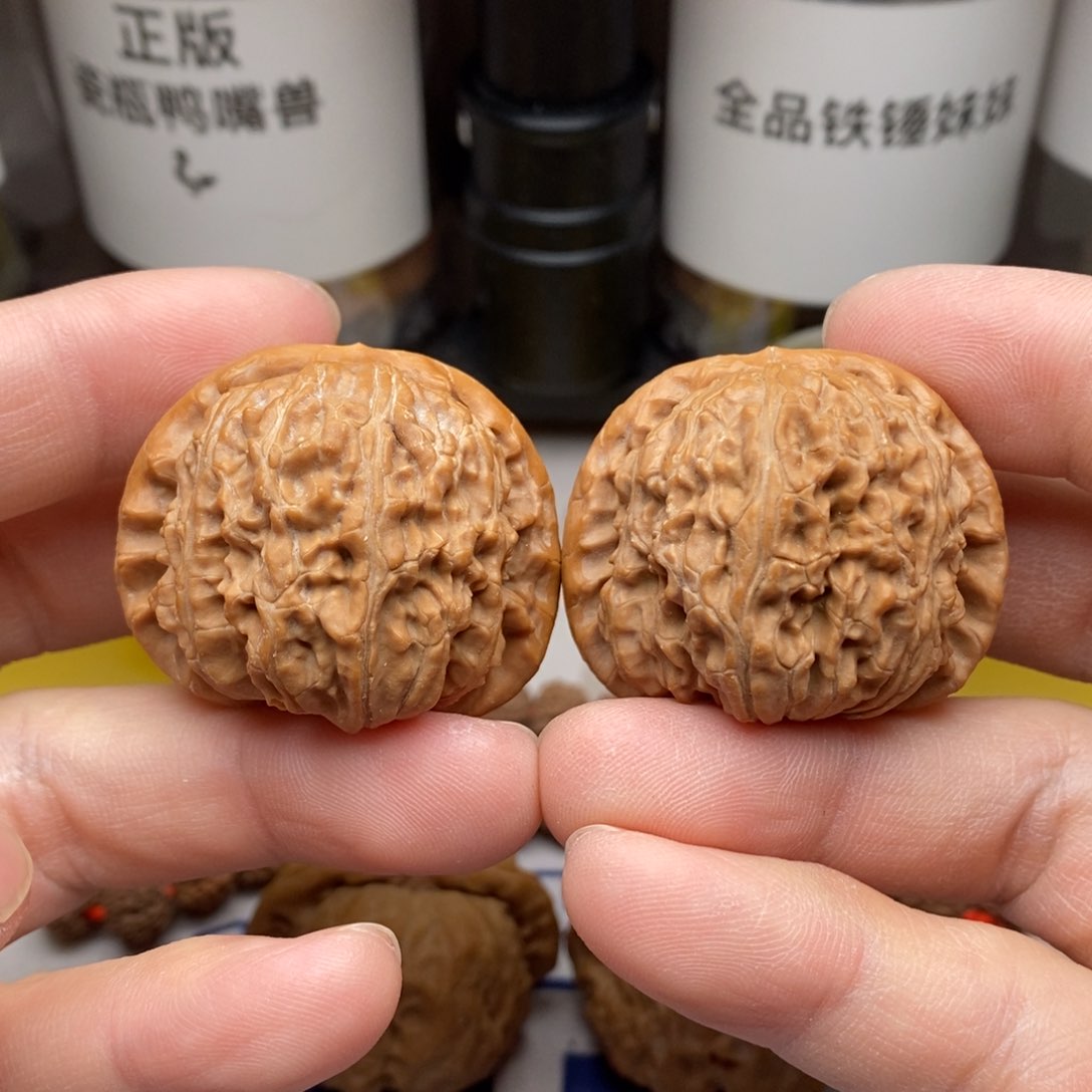 核桃把件3.9cm白狮子的