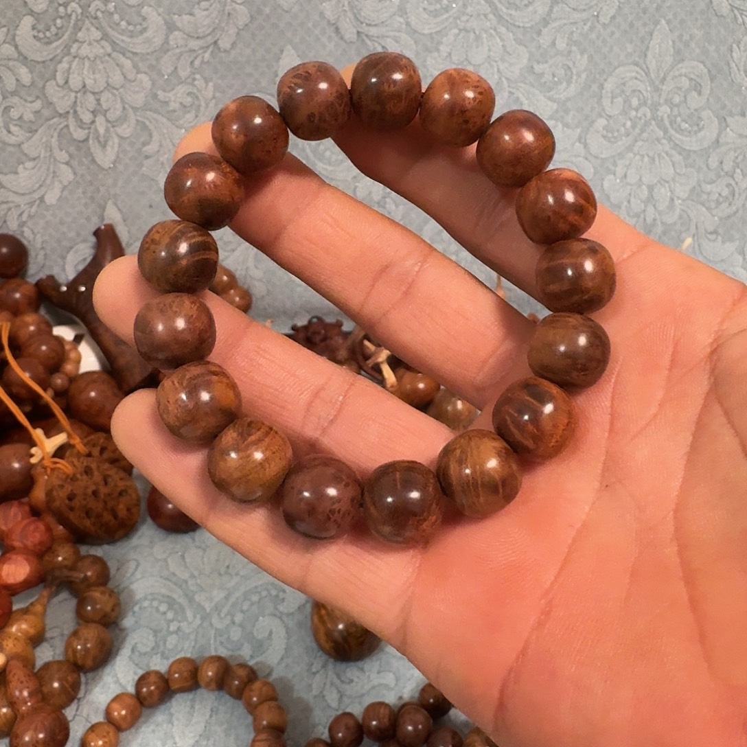 彩***8木麻梨疙精品老形珠手串