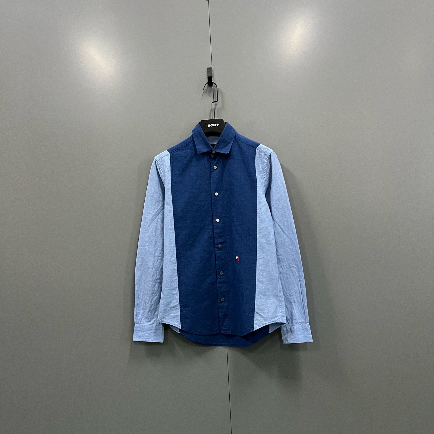 99新 LouisVuitton/路易威登 (ll) 蓝色拼接长袖衬衫 S码/610914