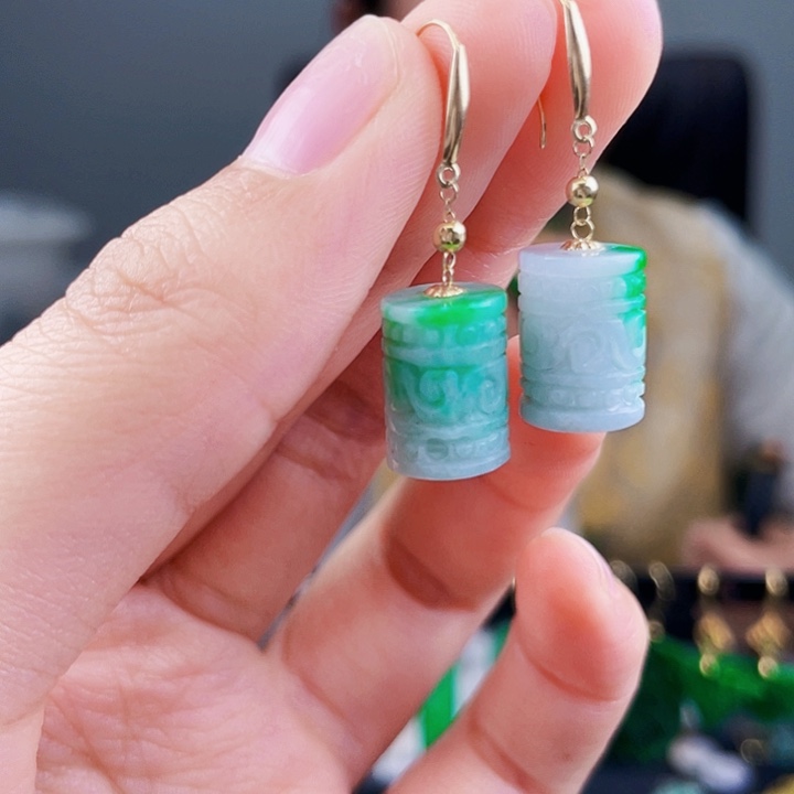 翡翠耳饰18K金镶嵌饰品