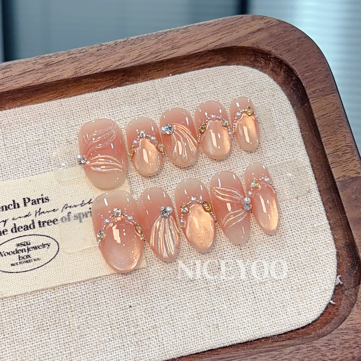 【飘飘】秋冬新款纯手工制作立体飘带猫眼穿戴甲可拆卸成品穿戴式