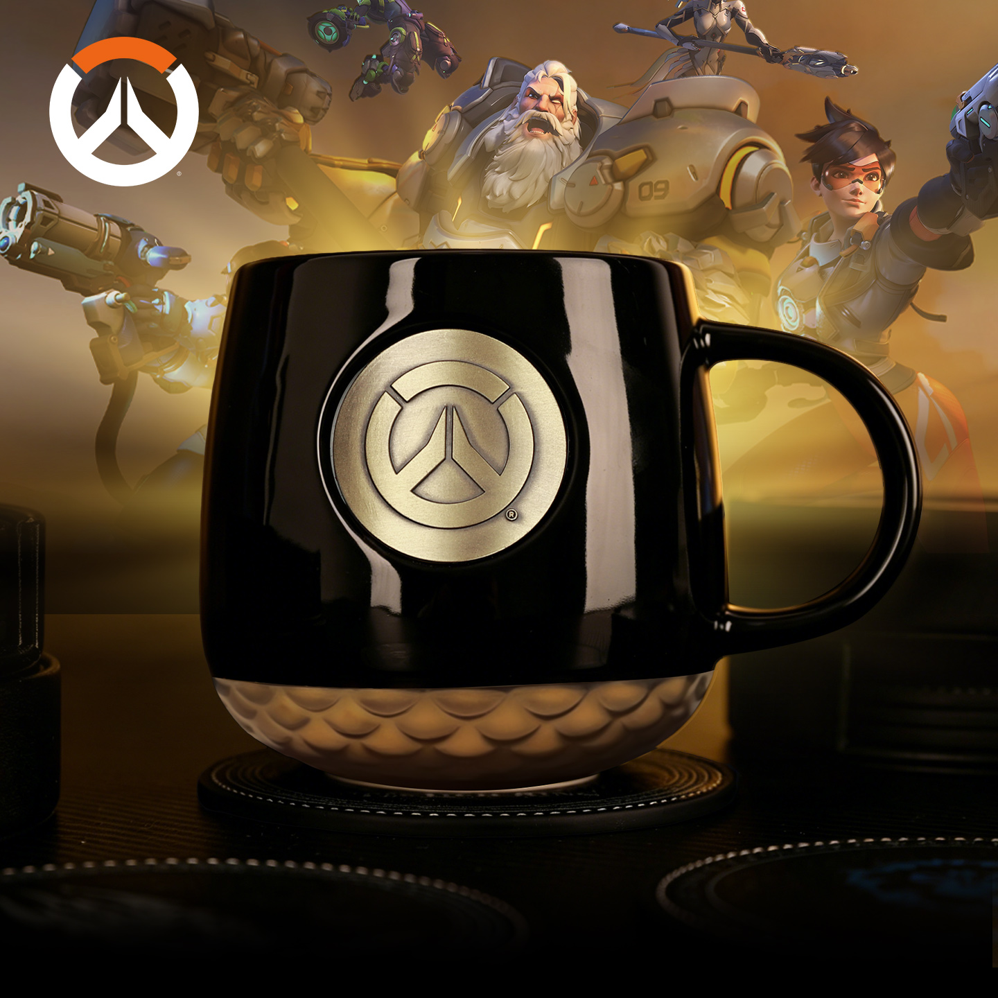 Blizzard暴雪守望先锋游戏周边官方正版浮雕铜章logo马克杯陶瓷杯