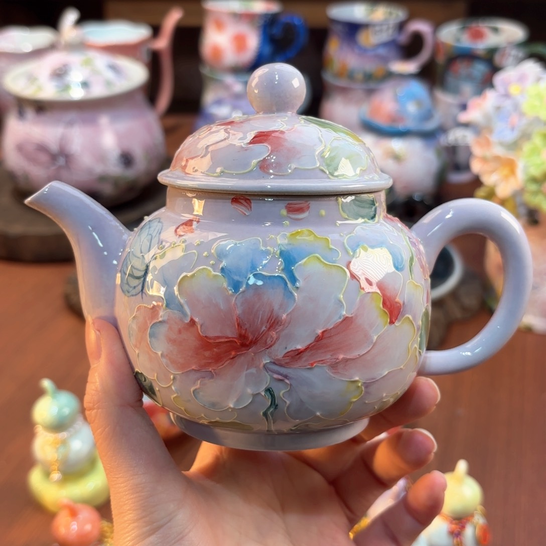 景德镇手绘高温釉下彩陶瓷茶具