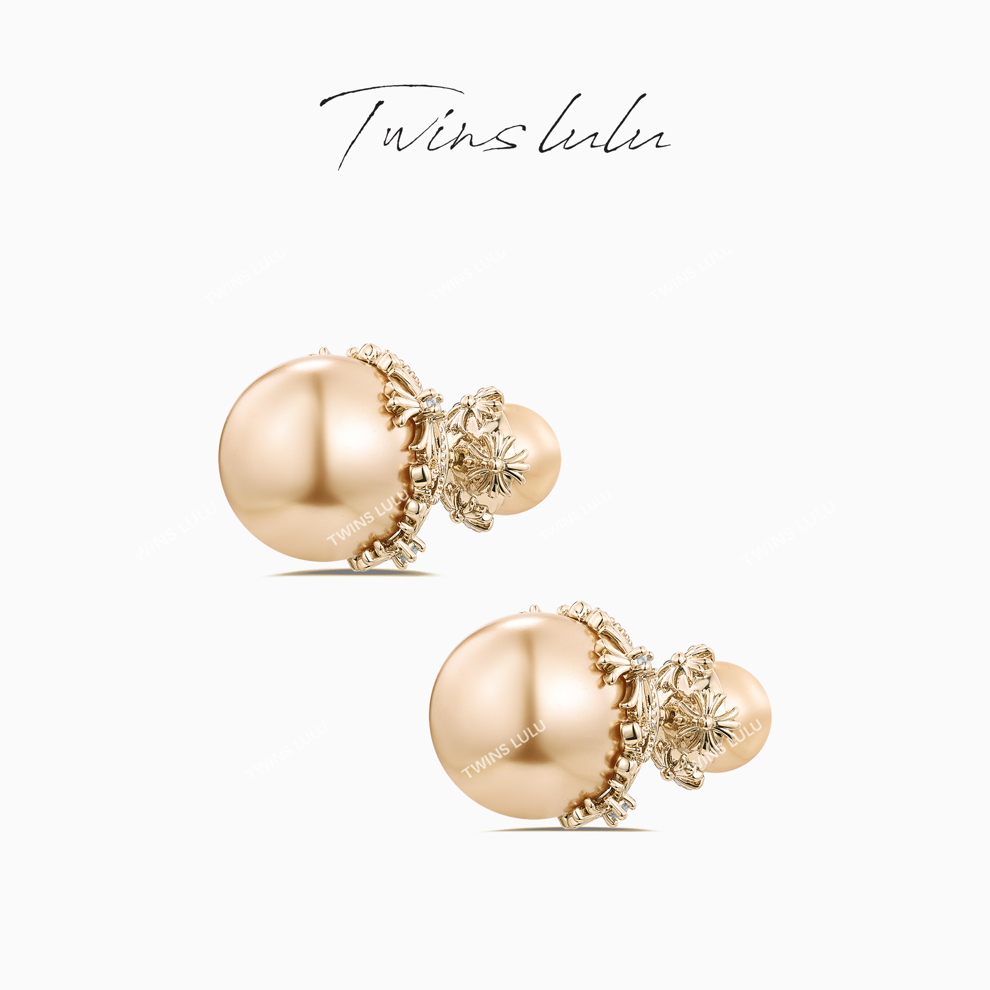 铜合金合成锆石耳饰 TWINS LULU轻奢复古法式简约优雅耳环TSL1252