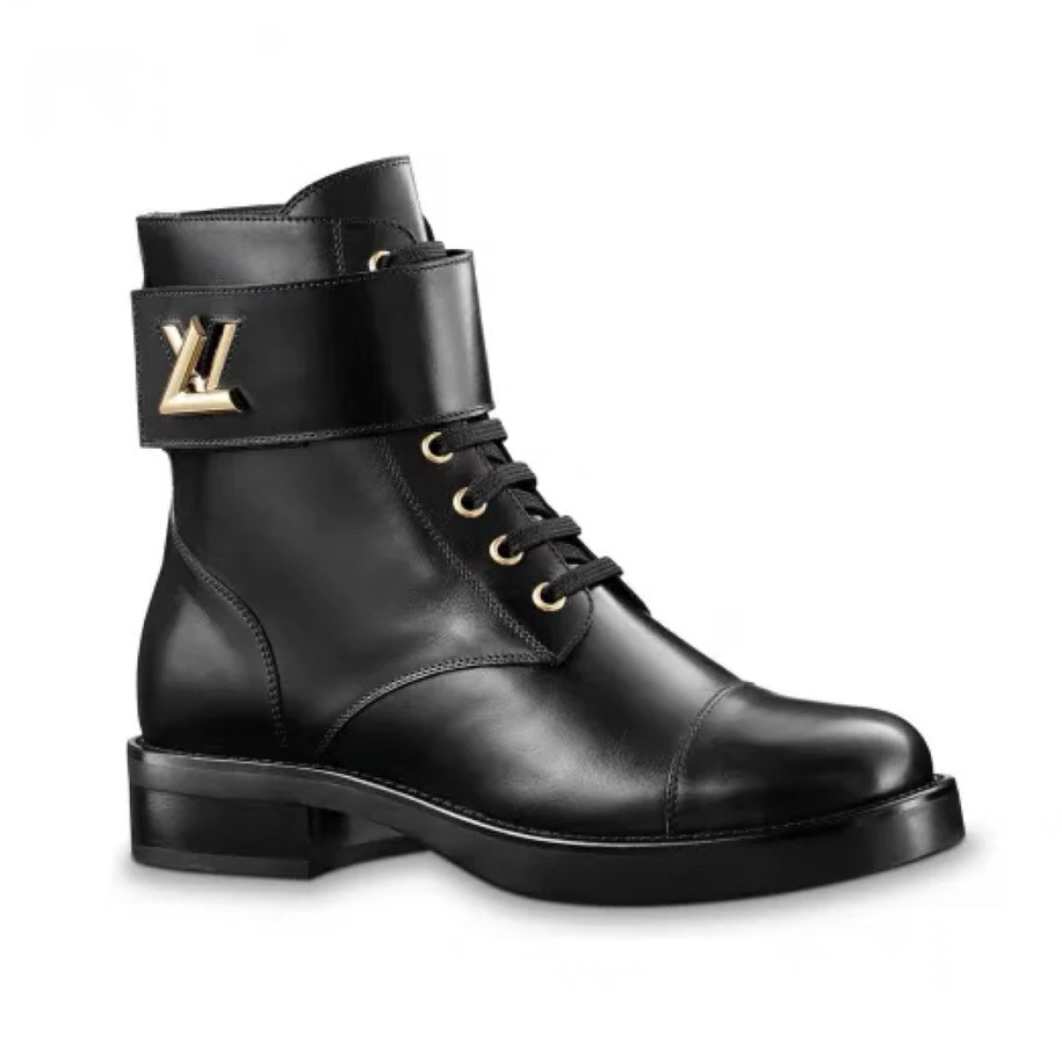 未使用 LouisVuitton/路易威登 2591124黑色金标logo短靴34微暇