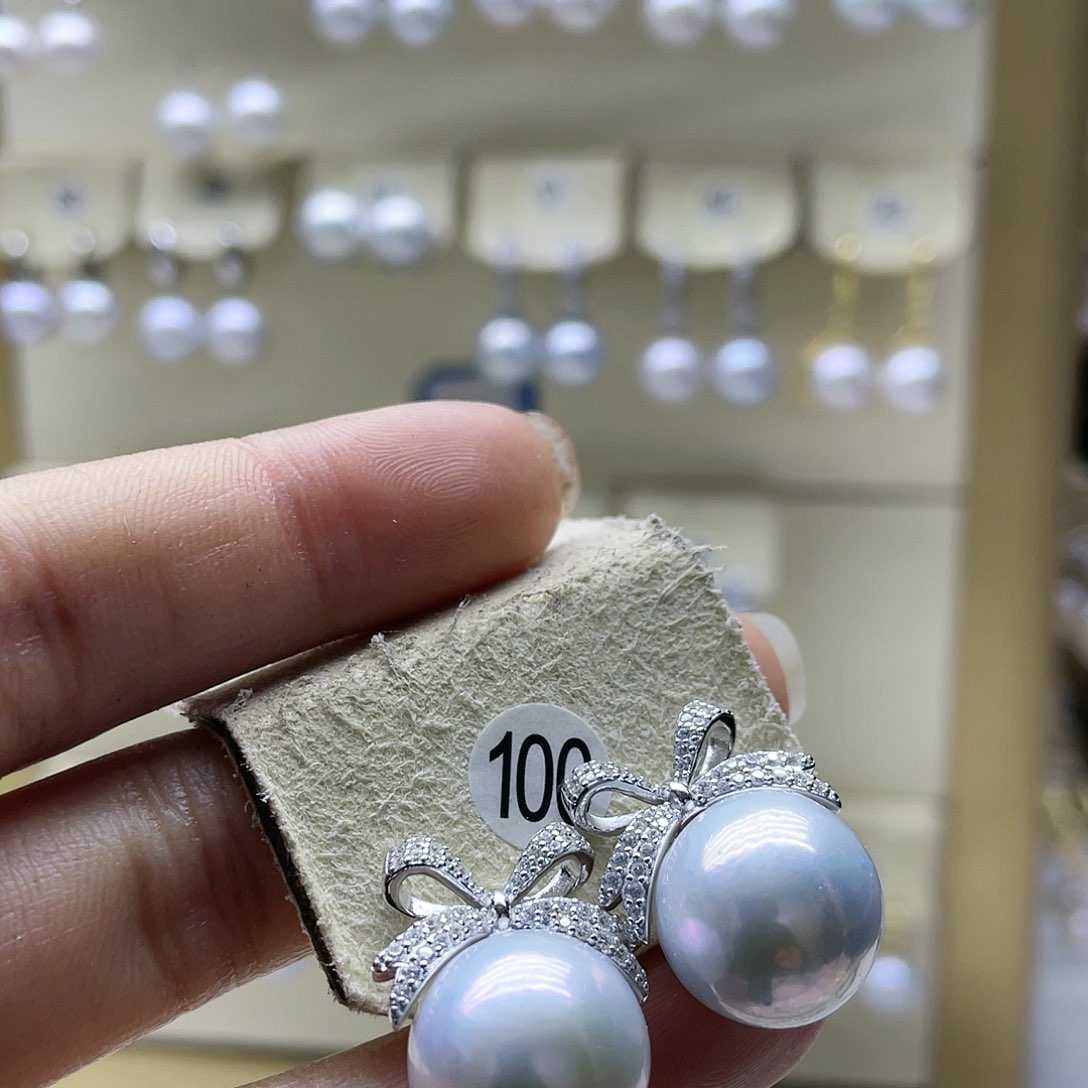 淡水珍珠耳饰银S925镶嵌
