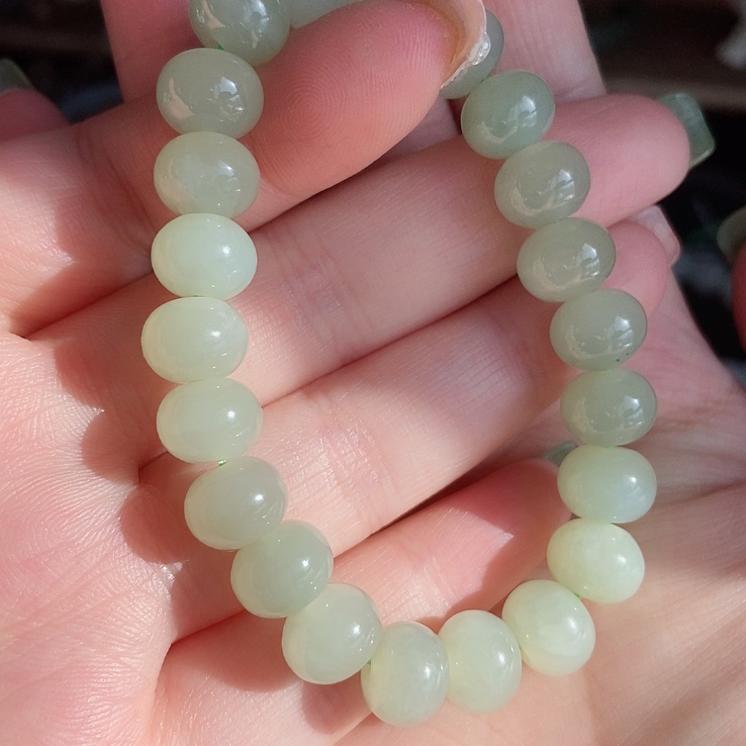 和田玉手链未镶嵌10mm晴水算盘