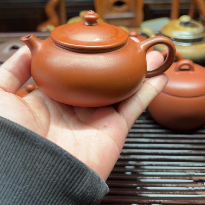 紫砂茶壶朱泥微瑕寒江120cc