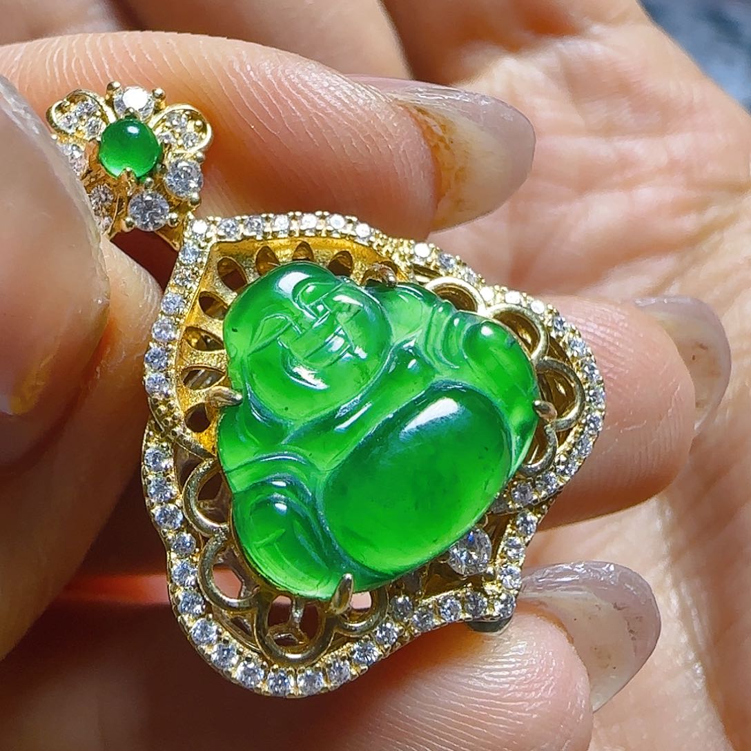 翡翠颈饰银S925镶嵌翡翠350