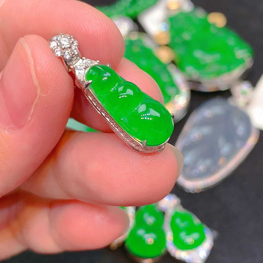 吊坠(不含链)银S925镶嵌翡翠翡翠