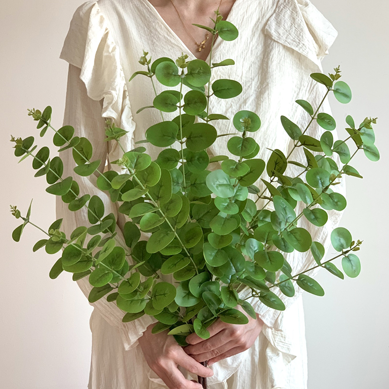北欧ins尤加利叶仿真绿植造景假花客厅花瓶摆件插花干花叶子装饰