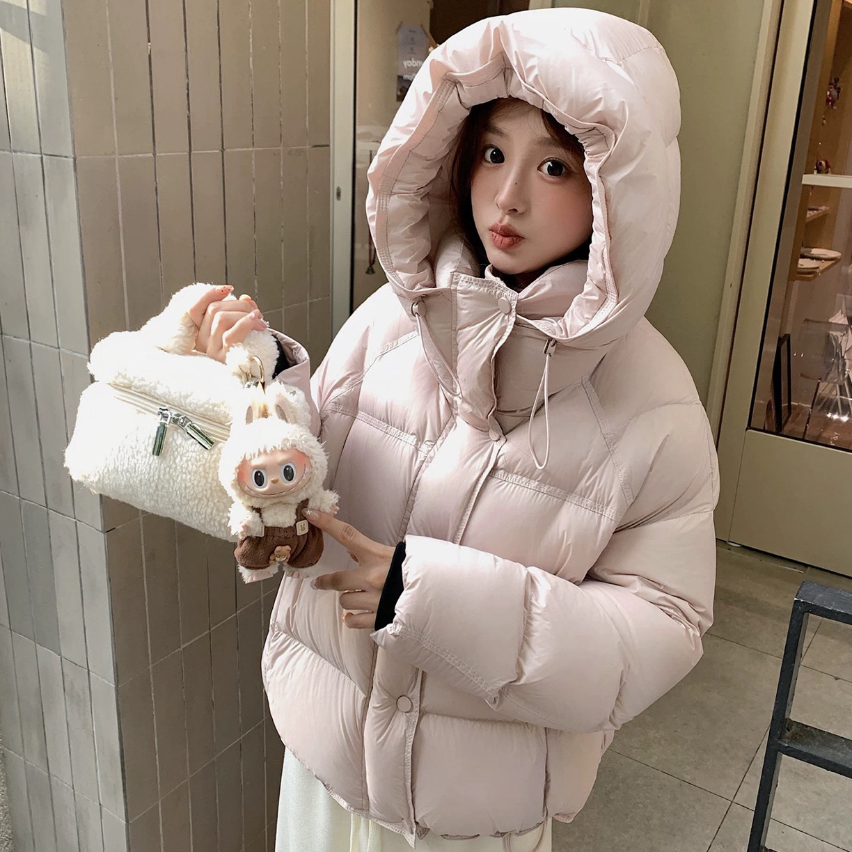 2025新款石墨烯云绒棉衣小泡芙连帽设计感百搭保暖休闲