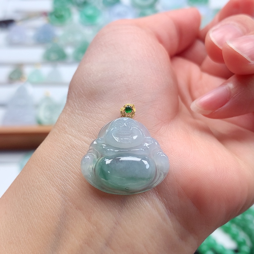 【闪购商品】翡翠吊坠(赠链)18K金镶嵌