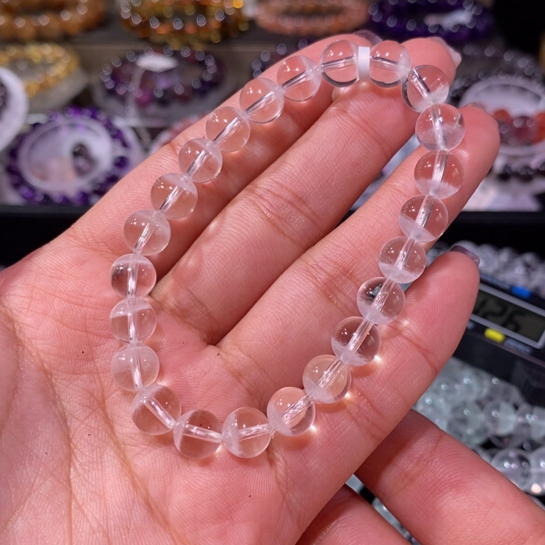 水晶手串未镶嵌梅*白幽灵8+