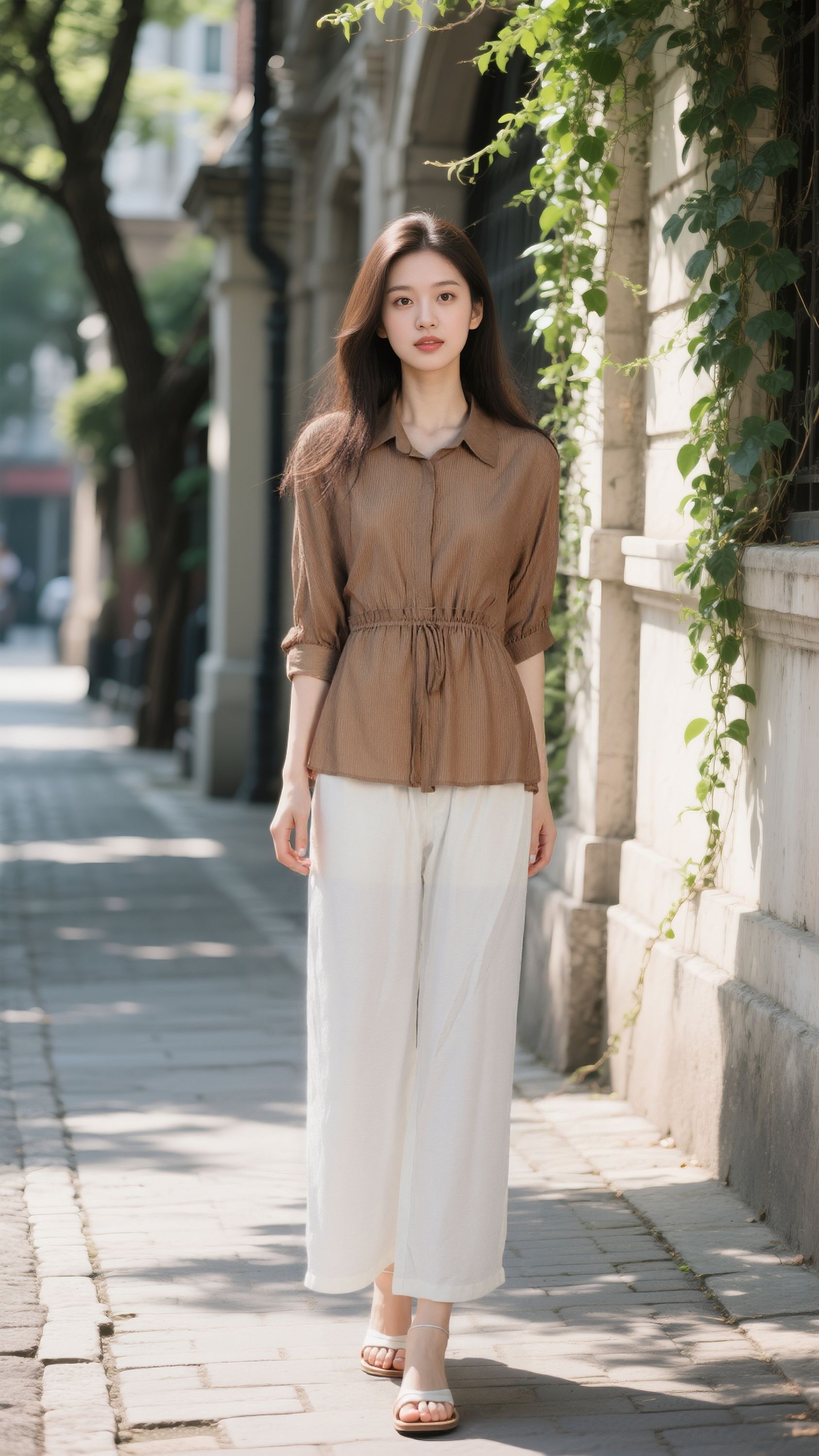 W609轻熟风休闲风新中式时尚套装女士百搭森系