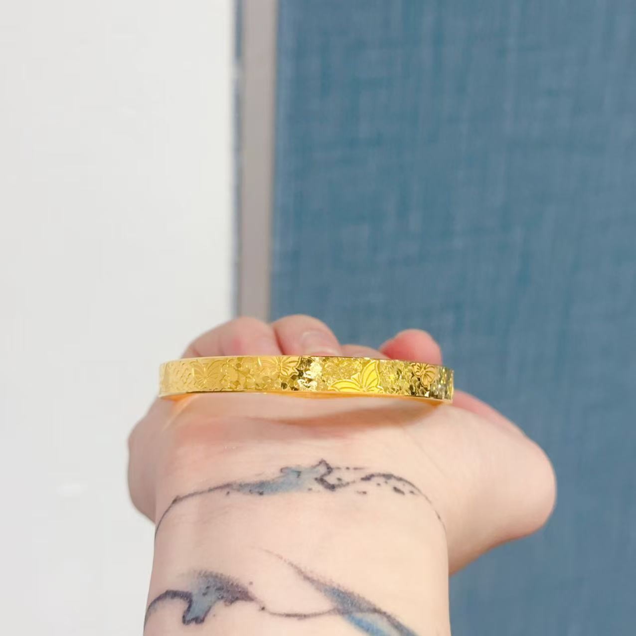 {江江好} 足金999 5G手镯系列 单品单件 蝴蝶碎冰冰手镯 54圈