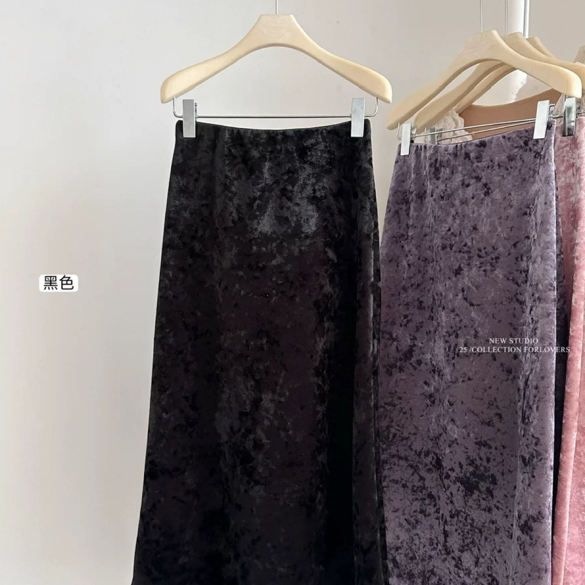 肉肉家*大码钻石绒加绒半身裙