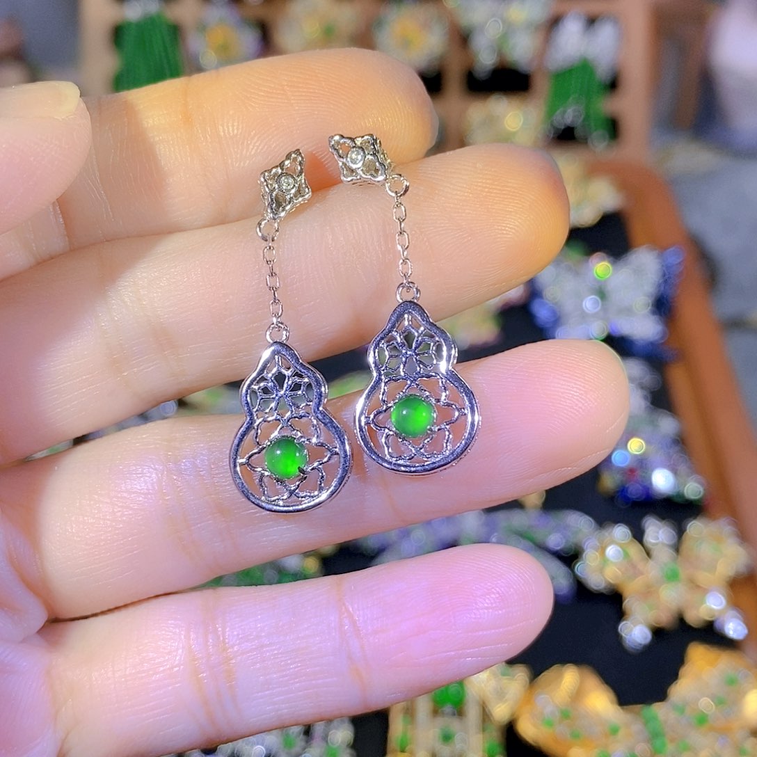 吊坠(不含链)银S925镶嵌翡翠